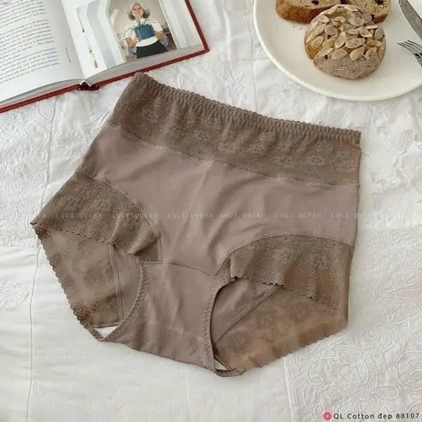 ￼Combo 3 Quần Lót Nữ Cotton Lưng Cao Ôm Bụng Định Hình Nâng Mông Phối Ren Cạp Cao Gen Bụng 2