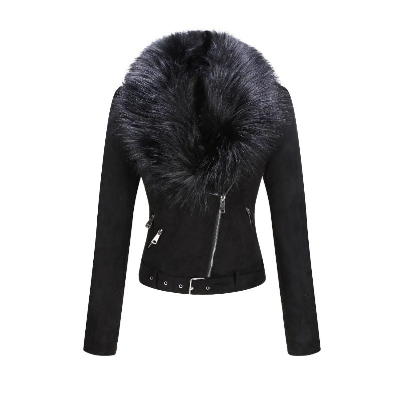 Ericdress slim faux fur zipper jacket hotsell