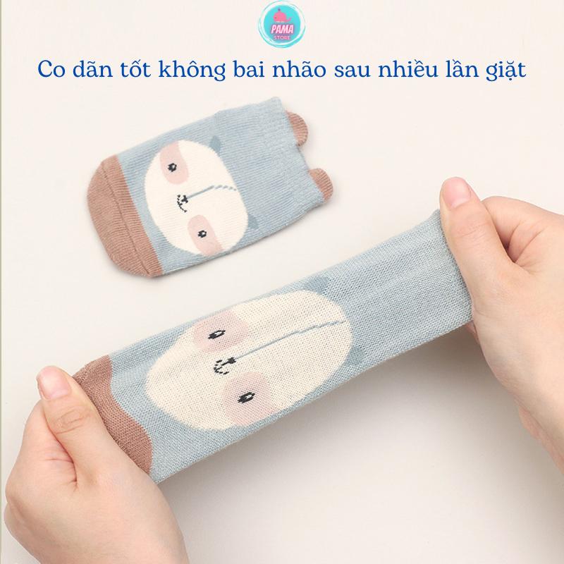 Tất vớ chống trơn trượt cho bé 0-5 tuổi vải cotton tất cổ lửng không bai nhão Pama STORE TV19 4
