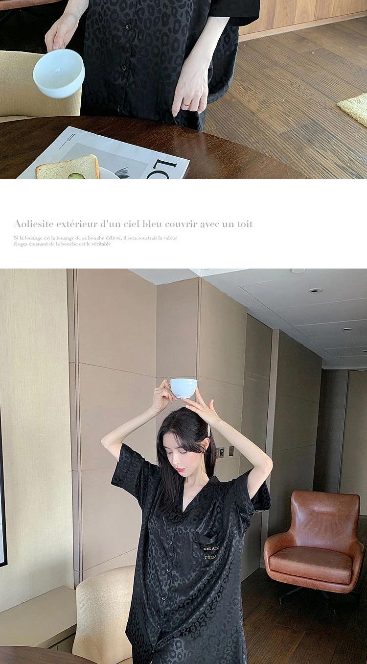 Product Introduction of 2025 New Ice Silk Nightdress for Women Summer Short Sleeve Cardigan Mid-Length Pajamas Thin Sexy Loose Loungewear 9