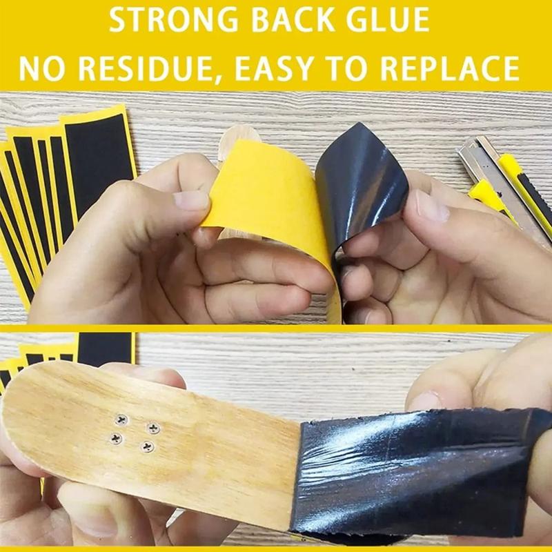 Product Introduction of 1/10Pcs New Foam Grip Fingerboard Grip Tapes Black Uncut Fingerboard Deck Stickers 110x38mm Self-adhesive Non-slip Stickers 18