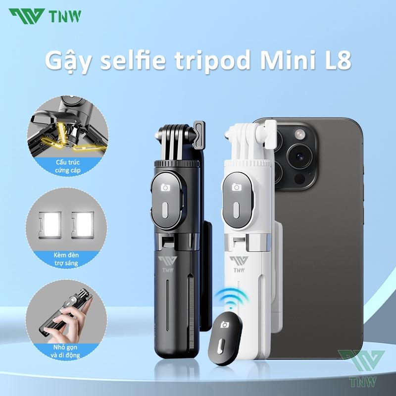 TNW L8mini Gậy chụp ảnh 3 chân bluetooth có đèn led, gậy chụp hình selfie quay video đa năng điều khiển từ xa
