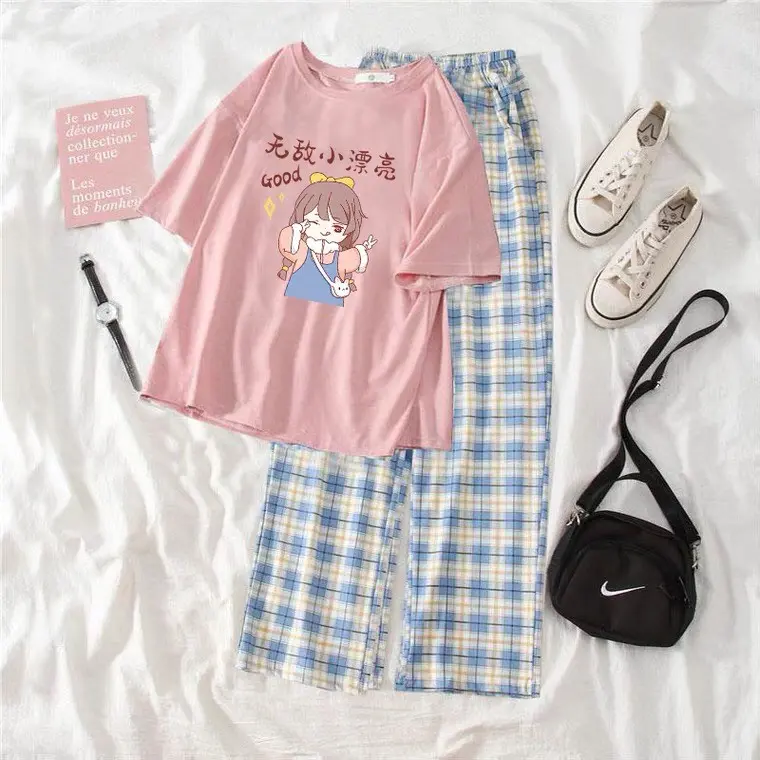 [GỬI HÀNG MIỄN PHÍ] Sét Áo bé good + quần kẻ karo, Đồ UNISEX mặc ở nhà và đi chơi, chất đẹp, mặc không xù -CHILL RELLY
