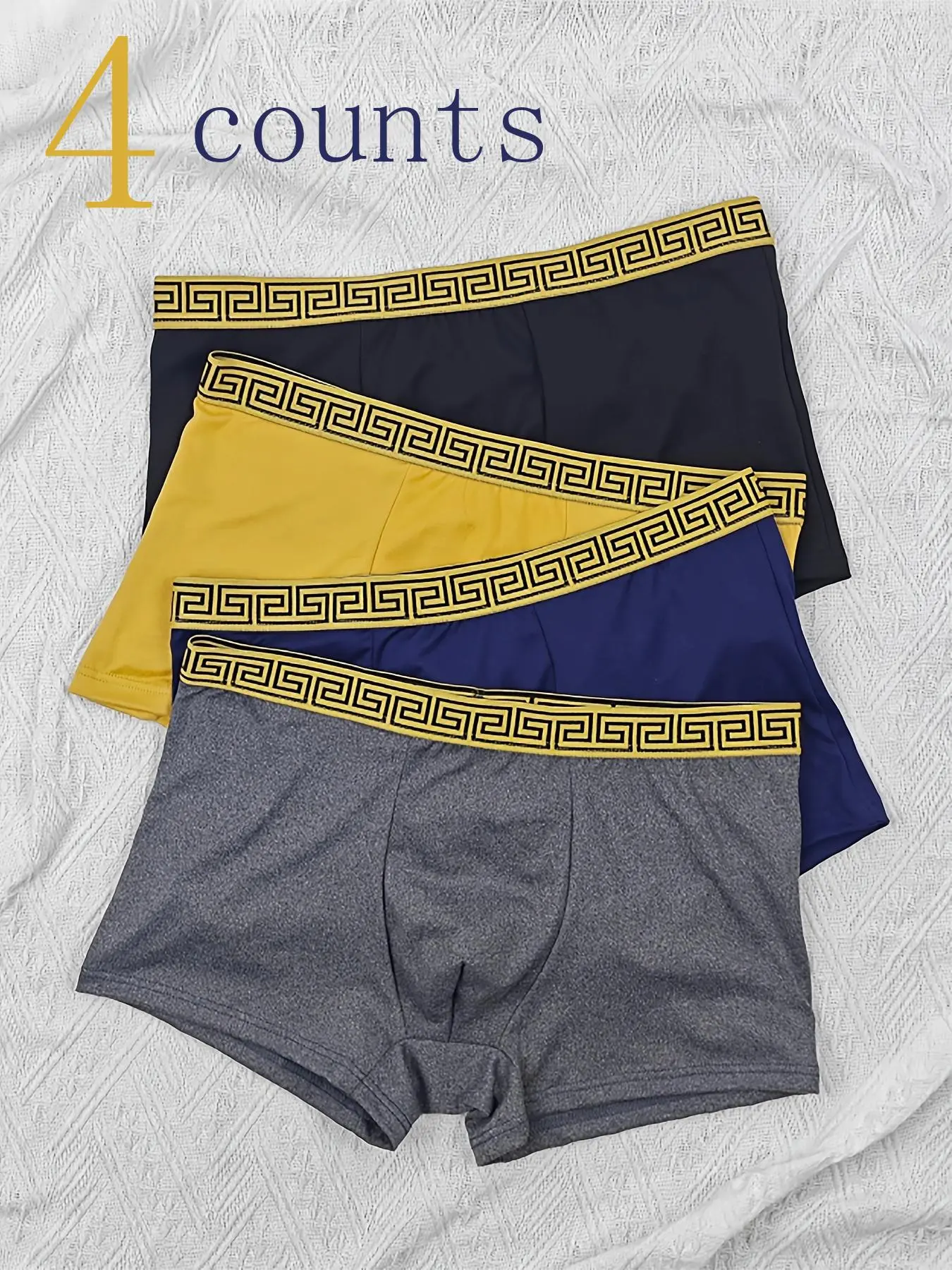 Men's Geometric Tape Boxer Brief, Casual Comfy Breathable Underwear for Daily Wear, Men's Underwear for All Seasons