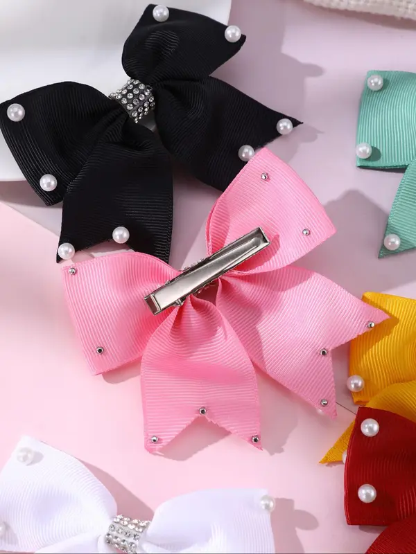 Cute Bowknot Design Hair Clips, Faux Pearl Decor Hair Accessories for Girls, Fashion Hair Accessories for Party, Daily Clothing Decor 4