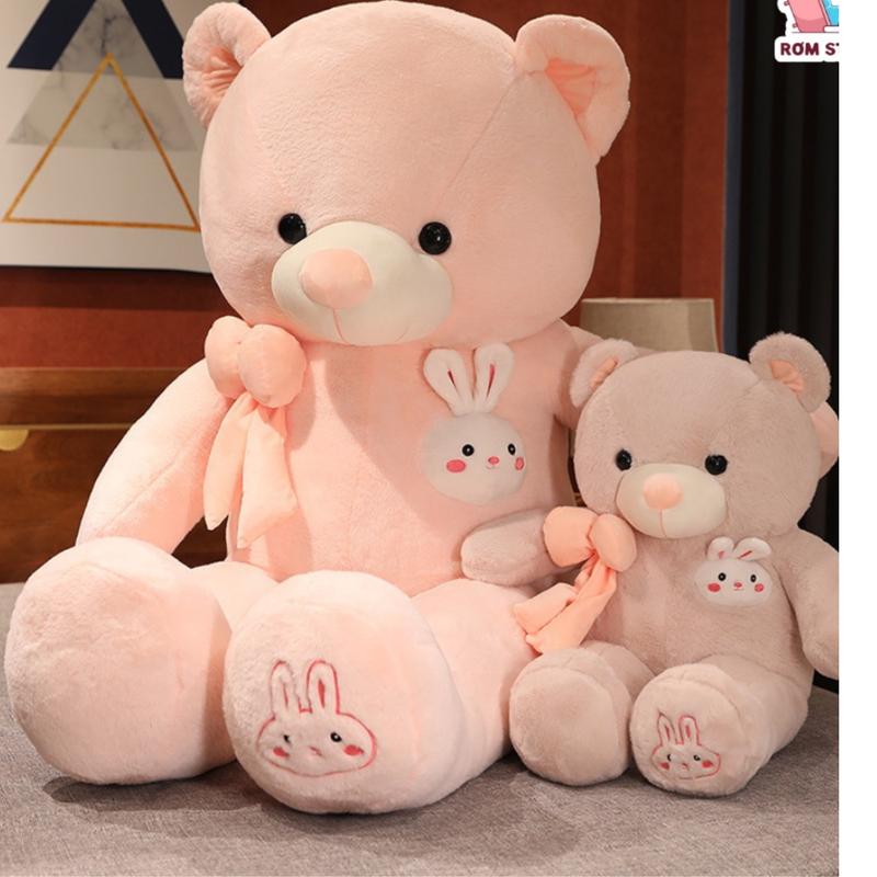 Gấu bông Teddy thỏ thắt nơ màu siêu cưng, siêu dễ thương size 1m8 siêu to khổng lồ, gấu nhồi bông vải siêu mềm nhập khẩu