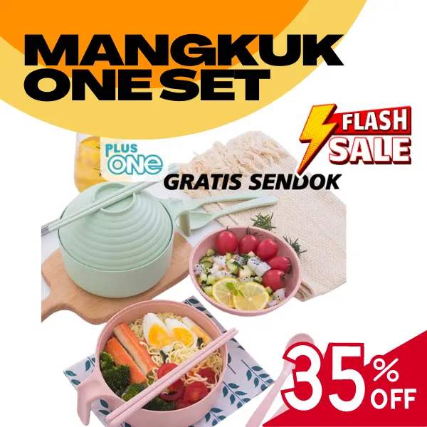 Plus One 4 pcs set Mangkok Bubur / Sop Makan Anak Free Sendok / Garpu - Biru