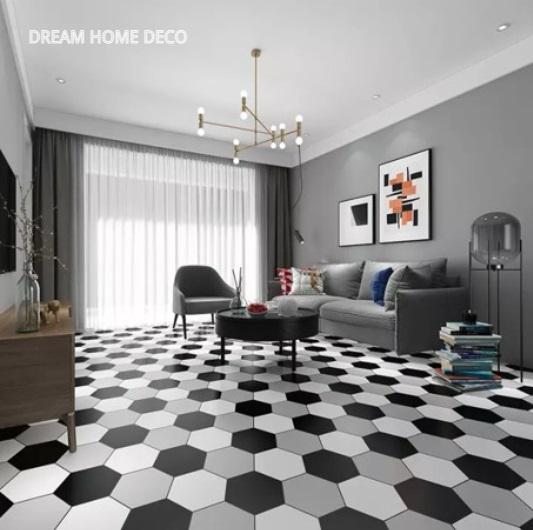 Product Introduction of 61cm x 1 meter Anti Slip Waterproof PVC Floor Sticker Self Adhesive Peel and Stick Decorative Home Decoration Bedroom Living Room Kitchen Floor Waterproof Wood Marble Hexagon Bijirin Kayu Wallpaper Pelekat Lantai PVC Corak Papan Stiker Wall 6
