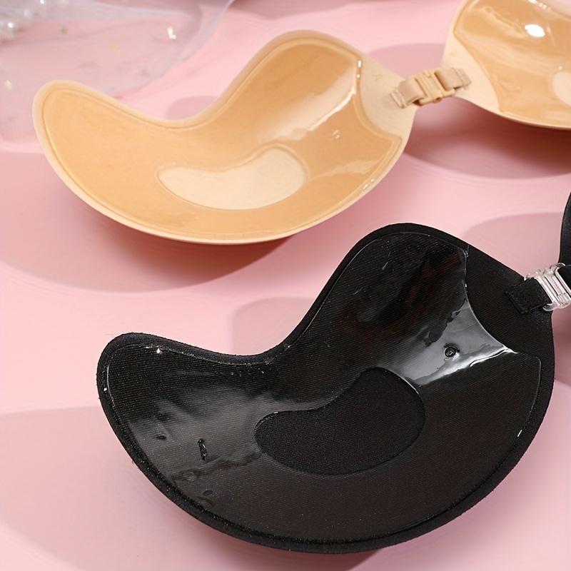 [Self-Adhesive Lifting Bra] Strapless Self-Adhesive Mango-Shaped Invisible Stick-On Bra | Black & Beige, Womens Lingerie Underwear Accessory, Seamless, Slip-Proof  Fabric Womenswear  Polyester Comfort 0