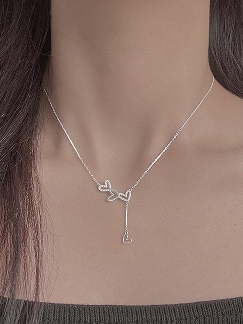 Product Introduction of S925 Sterling Silver Heart Shaped Pendant Necklace for Women, Fashion Jewelry for Party, Daily Clothing Decor, Trendy All-match & Exquisite Jewelry for Birthday Gift 3