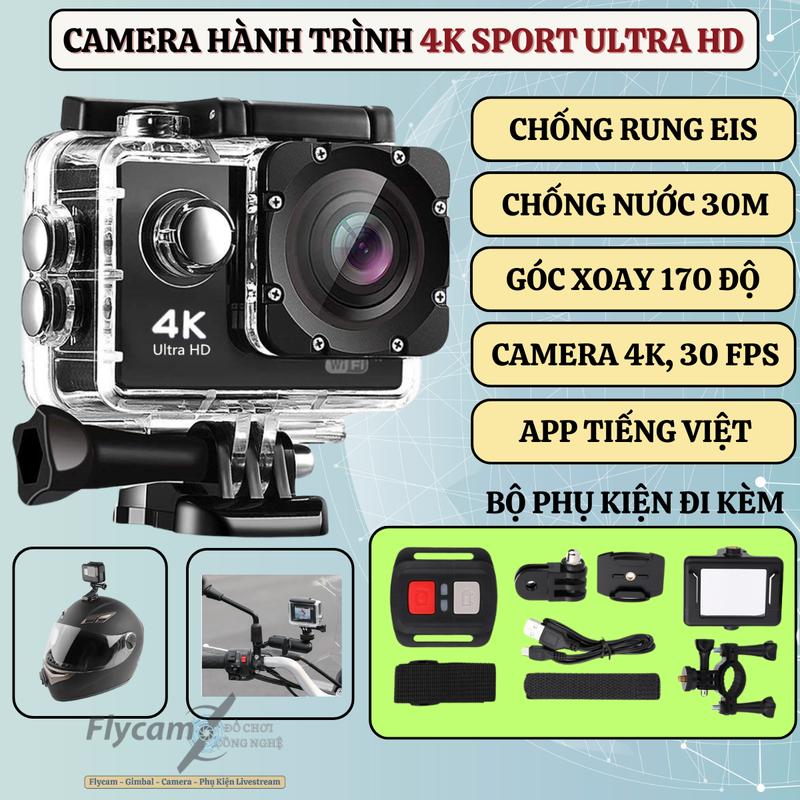Camera Hành Trình Xe Máy Ô Tô 4k Sport Ultra HD Cam Hành Trình Đi Phượt Giao Hàng Camera Hành Trình Gắn Mũ Bảo Hiểm Gắn Xe Máy Xe Đạp Có Chống Rung Điện Tử EIS Chống Nước Độ Sâu 30m Quay Góc Rộng