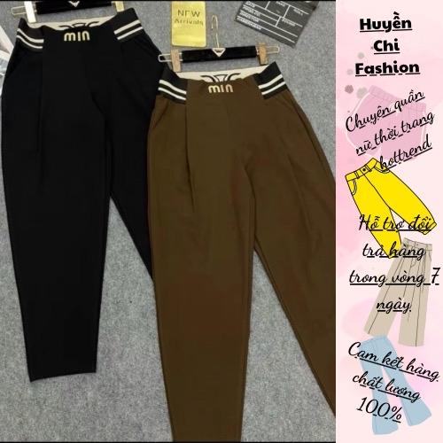 Quần thiết kế kiểu dáng baggy tôn dáng  cạp thiết kế khâu chữ min chắc chắn Có Túi Pants Nữ Women 1