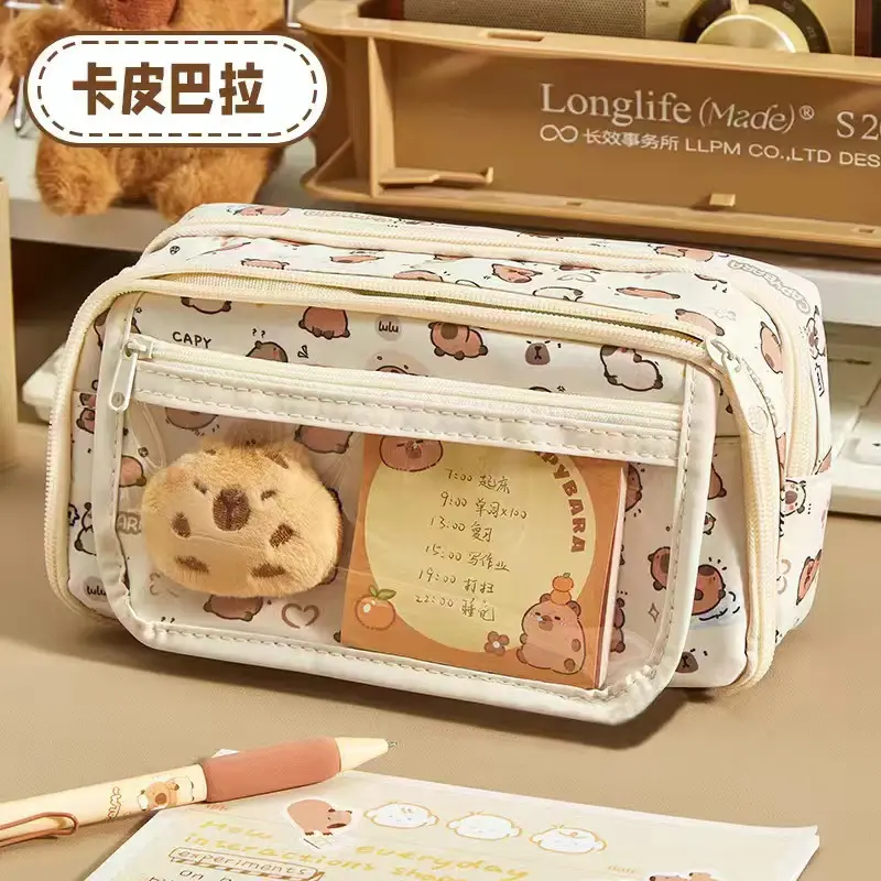 Hộp đựng bút Hello Kitty, Loopy hồng, Capybara dung tích lớn nhiều ngăn, túi bút đa năng, thiết kế dễ thương phù hợp cho học sinh sinh viên 2