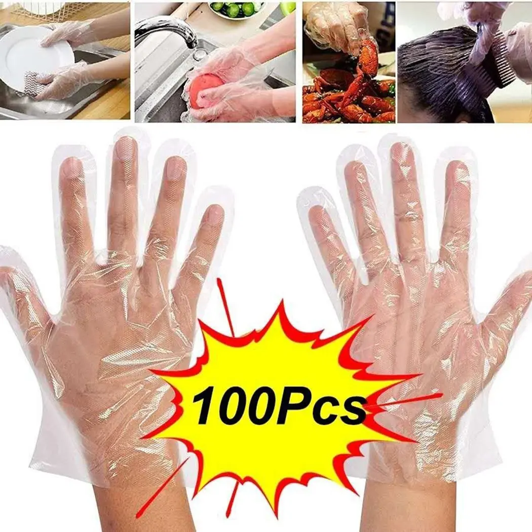 100 Pieces Of  Transparent Disposable Gloves