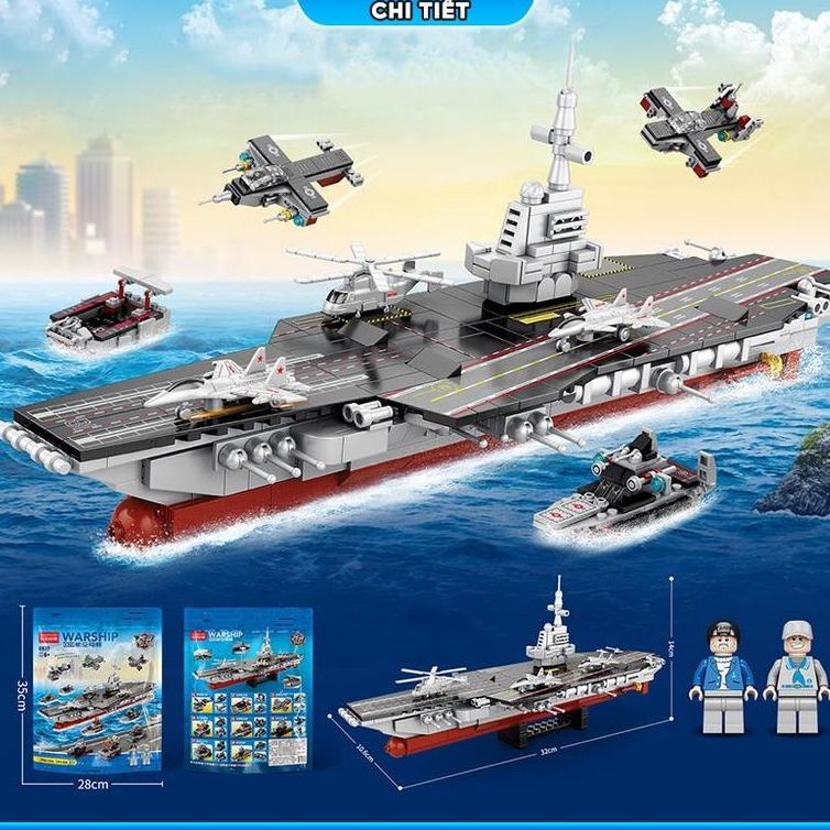 Đồ chơi lắp ráp Tàu Chiến TC 562, Mô hình lắp ráp tàu sân bay, máy bay, thuyền chiến đồ chơi cho các bé giảm căng thẳng sau giờ học