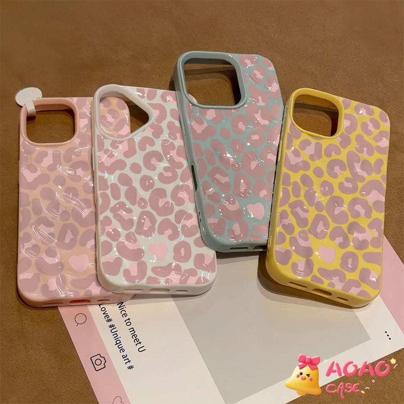 Case HP Untuk Vivo Y04 Y04S Y19s Pro Y29 Y28 Y03 Y18 Y28s Y17s Y19 Y29S Y19S Y17 Y12 Y15 Y16 Y15s Y02 Y12i Y21 Y20 Y20S Y12S Y91C Y27s Y22 Y35 Y91 Y93 Y95 Y36 Mode Kreatif Motif Macan Tutul Merah Muda Cinta Hati Gelombang Ruffle Air Mengkilap Soft Cover