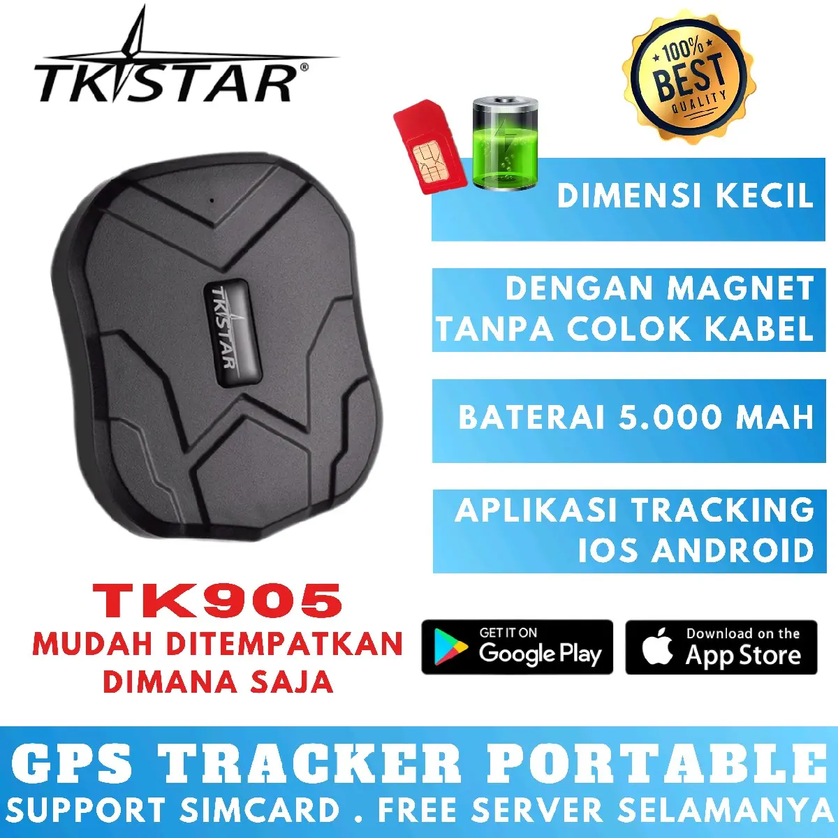 GPS TRACKER PORTABLE TKSTAR TK905 TK905B TK915 TK918 MAGNET ORIGINAL