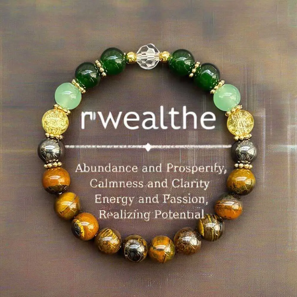 8mm Fortune Bracelet Tigereye Green Dongling Hematite Bracelet Men and Women Lucky Bracelet
