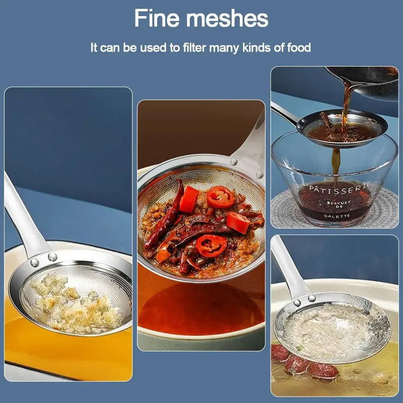 Thìa Lọc Mỡ, Bằng Thép Không Gỉ 304, Lưới Mịn, Để Loại Bỏ Mỡ Và Bọt, Thích Hợp Cho Nồi Lẩu, Lọc Thực Phẩm Chiên, Lọc Lưới, Thìa Lọc Percolator, Dụng Cụ Tiện Ích Nhà Bếp, Dụng Cụ Hữu Ích 4