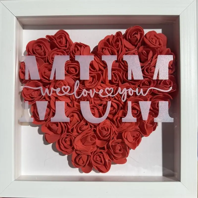 Heart Shaped Rose Shadow Box Photo Frame, 1 Count Romantic Heart-shaped Rose Flower Photo Frame, Home Decoration Birthday Gift, Mother's Day Gift