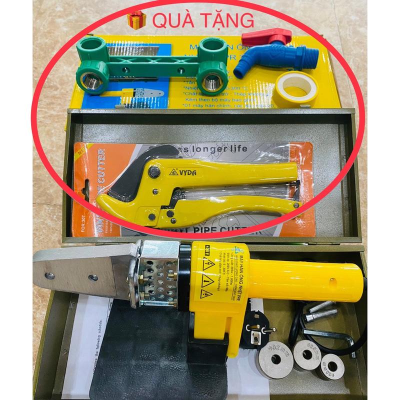 Máy Hàn Ống Nhiệt PPR, Có Nhiều Cỡ Máy Lựa Chọn, Máy Tự Điều Chỉnh Nhiệt Độ, Tấm Gia Nhiệt Chuẩn, Chống Dính, Tay Cầm Nhựa ABS Cao Cấp,  Kèm Tặng Kéo Cắt 40 +Cân Chân Sen PPR+Vòi Nhựa Chịu Nhiệt+Băng Tan Cuốn, Chính Hãng