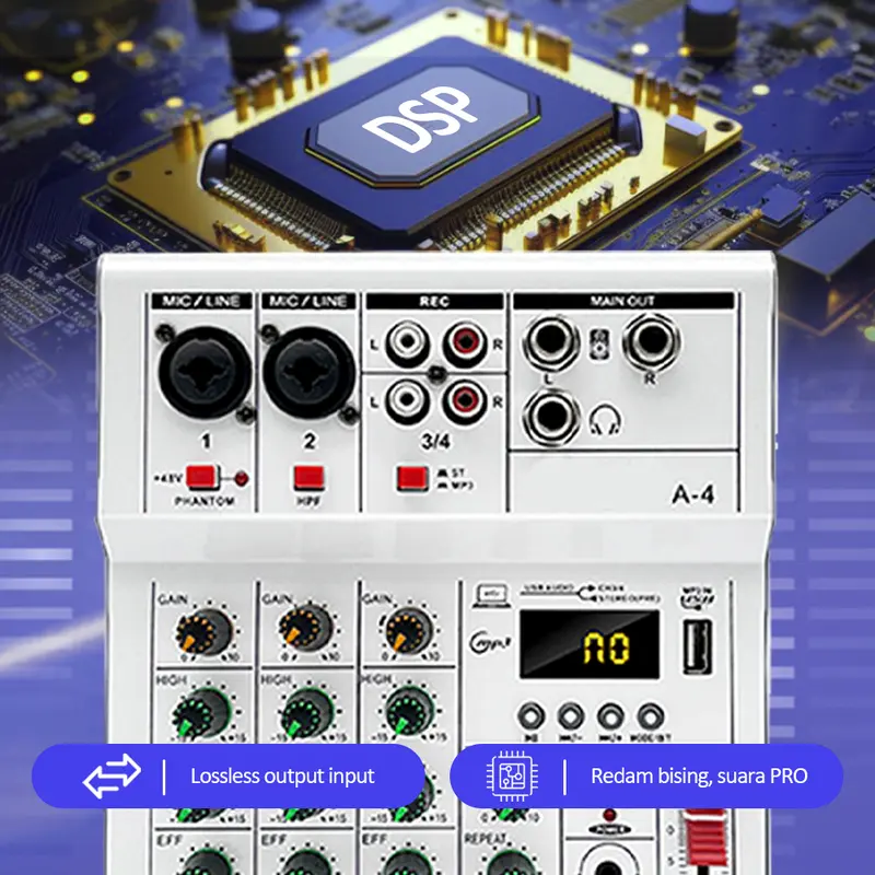 Bonkyo Pm4/HM-4M mixer sound audio system Bluetooth dsp USB 4 channel mini audio interface for recording 12v mixer with equalizer Bass Monitor Komputer Amplifier Adaptor Logam 6