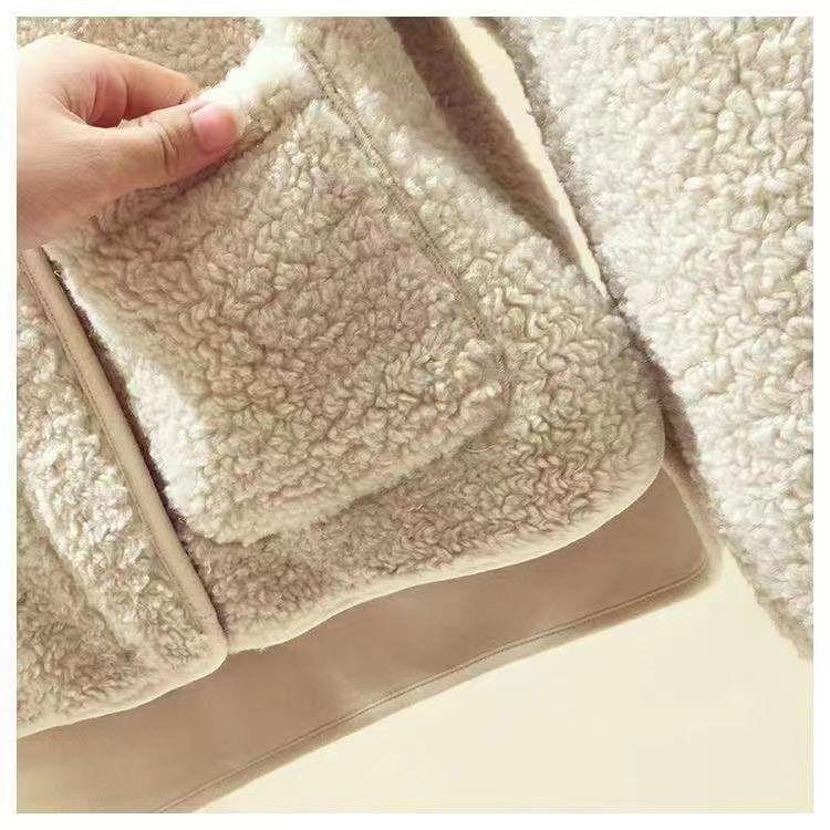 Product Introduction of round Neck New Women's Autumn and Winter Western Style Korean Style Loose Fleece Coat Fleece Short Cardigan Jacket 12