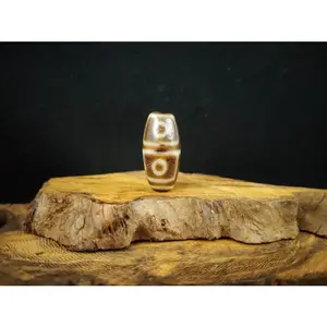 Batu Dzi 4 Mata Akik Tibet Tua BlessedSpiritual Stone 24mm E109