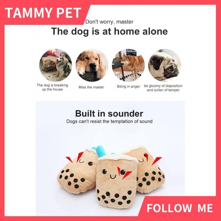 Product Introduction of Casual Dog Gnawing Toy Pearl Milk Tea Modeling Plush Gnawing Molar Cleaning Toy Spot Pet Toy Thick Canvas Bite Resistant Dog Toy Plush Cat Toy Gnawing Sound Simulation Fun Dog Cat Toy 6