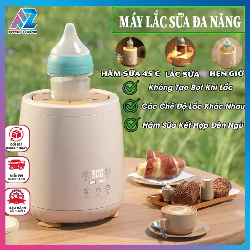 Máy Hâm Sữa Đa Năng Cho Bé-Máy Lắc Sữa Bột Tự Động Chống Vón Cục,Có Chế Độ Hâm Sữa 45°C Tích Hợp Đèn Ngủ Tiện Lợi 0