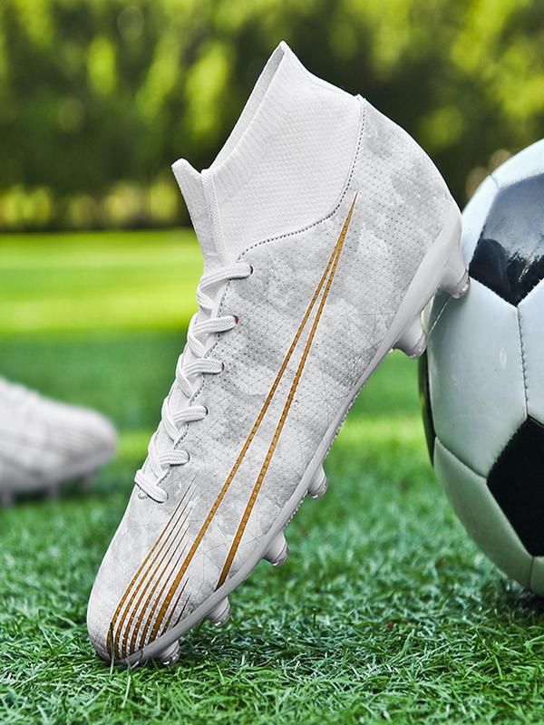New Arrival Summer Striped High Top Professional Soccer Shoes, Lace Up Non-slip Sneakers for Training Match Practice, Athletic Sports Shoes for All Seasons 4