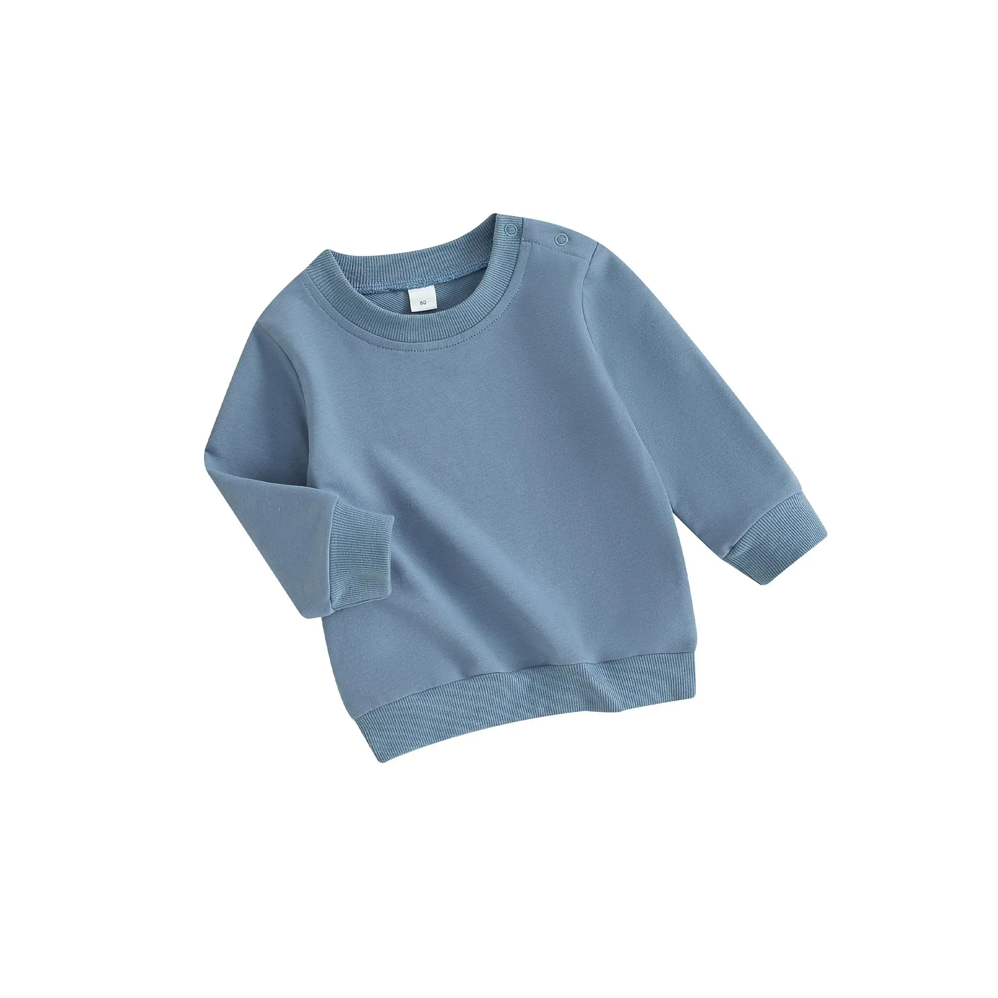 Toddler Baby Boys Sweatshirts Long Sleeve Crewneck Solid Color Pullover Fall Tops 0-3 Years