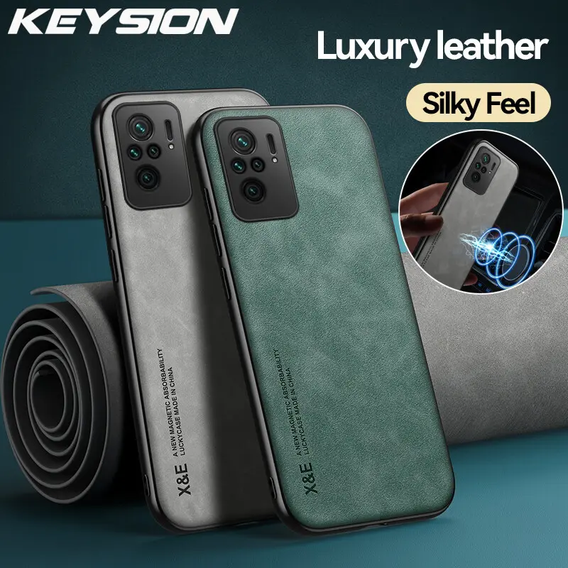 KEYSION Luxury Leather Case for Redmi Note 10 4G 10S 10 Pro 5G Shockproof Phone Back Cover for Xiaomi Redmi Note 9 Pro 9S