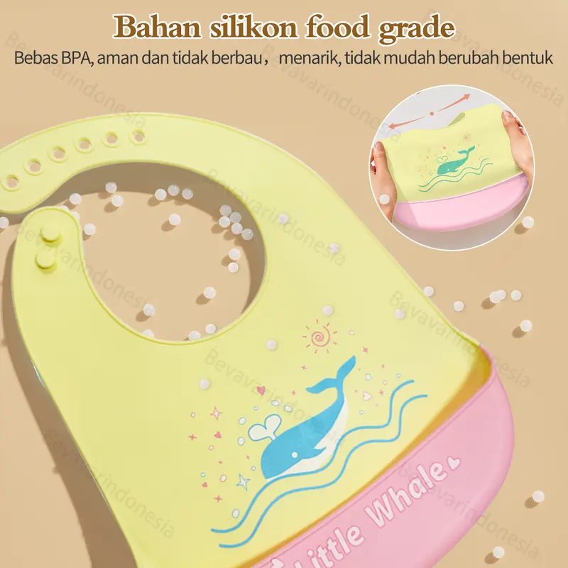 Bevavar Celemek Makan Bayi Lucu Baby Bib Slabber Silikon Anti Air 2