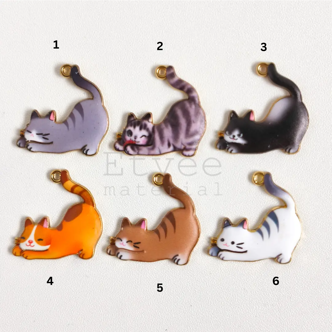 L368 Liontin bandul enamel ganci kucing tidur