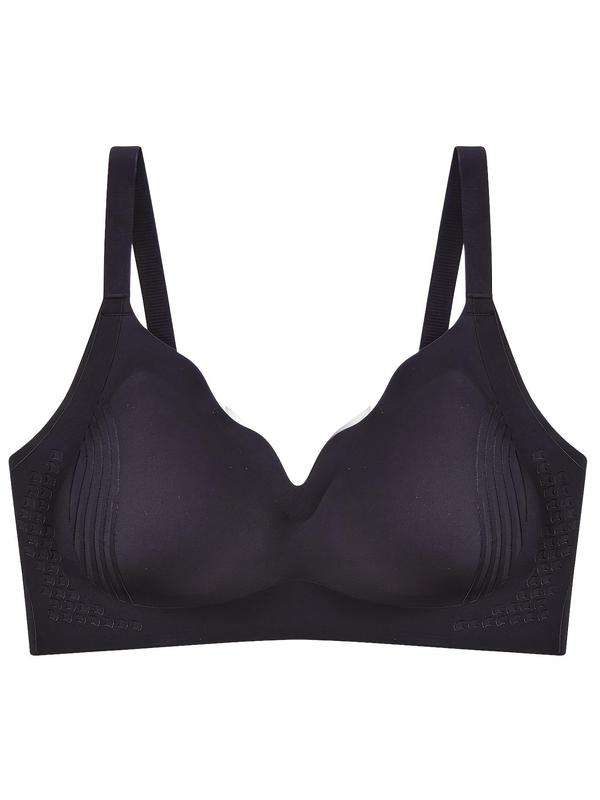 Women's Solid Color Wireless  Bra, High Stretch Soft Breathable Comfortable Seamless Adjustable Strap   Bra, Women's Lingerie for All Seasons 0