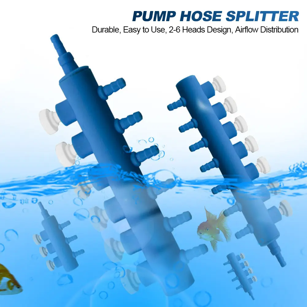 Aquarium Air Pump Hose Splitter with Adjustment Valve Fish Tank Oxygenn Pump Tube Splitter Distributor Shunt #445884