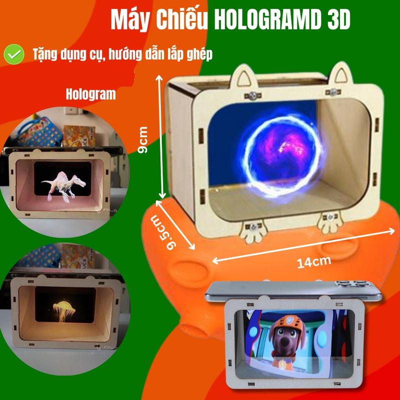 Combo Máy Chiếu Phim 3D Hologram, Hộp chiếu Video 3D, Bộ Dụng Cụ Làm Hộp Kính Chiếu Hologram 3D, Đồ Chơi Stem Khoa Học 0