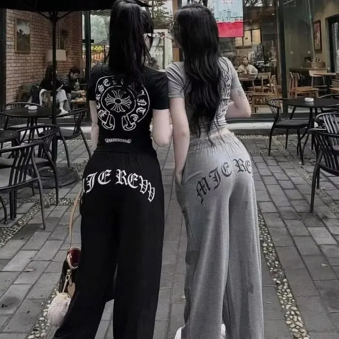 Bộ Xuông Logo In Chữ Thập Chất Cotton Quần Dáng Xuông Lên Form Xinh Top Women - Bộ Hè Nữ