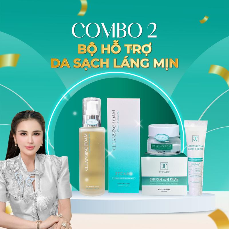 Combo DA MỤN (JT01+JT02+JT03) -  Bộ 3 sản phẩm hỗ trợ giảm mụn gồm: Hũ kem Skin Care Acne Cream, Tuýp kem Moisturizing Acne Cream, Sữa rửa mặt Nhã Lê - Skincare Chăm Sóc Da