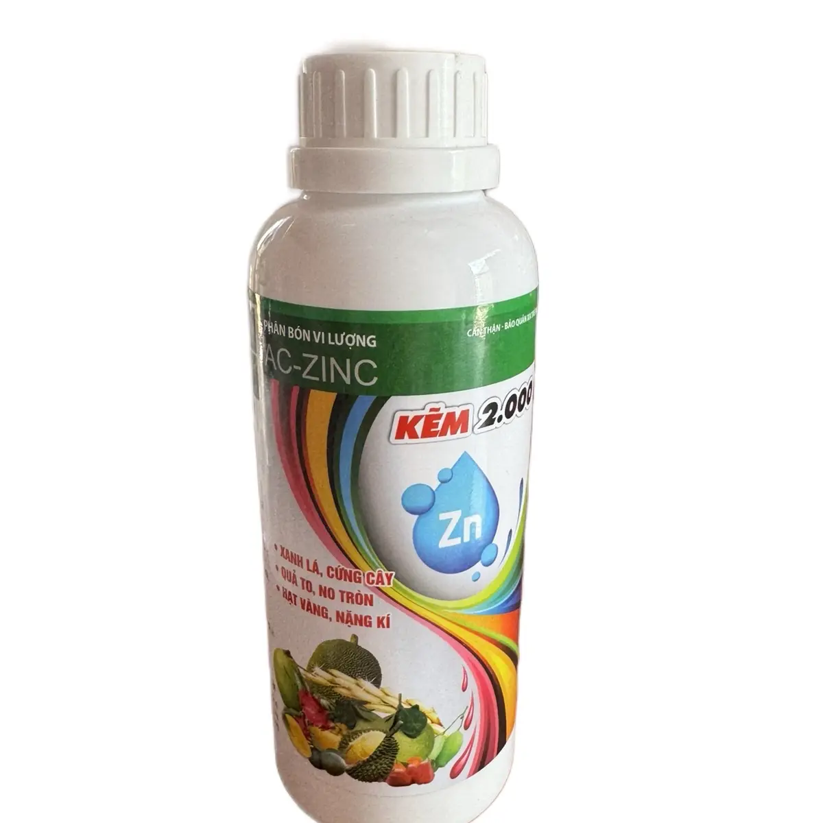 Phân bón vi lượng KẼM 2000 Xanh lá cứng cây, quả to no tròn, hạt vàng nặng ký. Cây ăn trái: không bị nám, thối trái, ghẻ trái, sơ đen,trái nặng ký ngon ngọt. Hoa màu: giữ lá xanh, chống đốm lá, thối lá, màu trái xanh bóng.