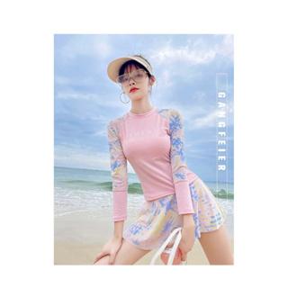 Đồ bơi nữ kín đáo dài tay, Bikini nữ giả váy có đệm ngực và quần lót trong vải mềm mại dáng Sport vải Thun 8