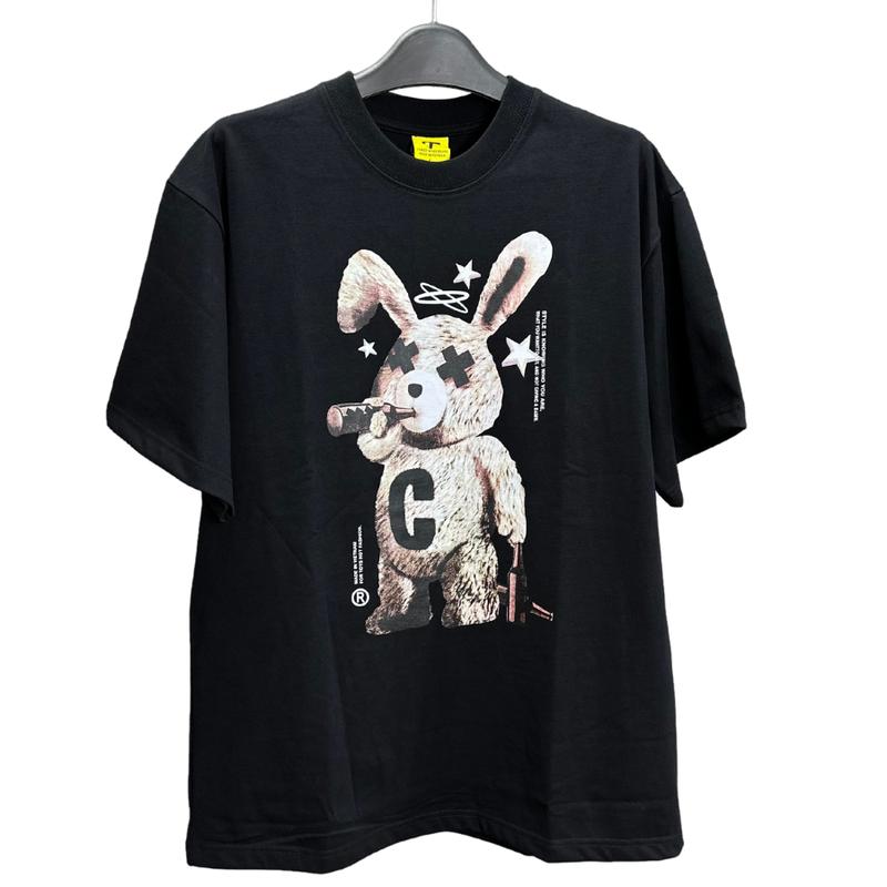 Áo thun Nam/Nữ Unisex hình Thỏ - Chất vải Cotton co giản 2 chiều - SA05 Menswear Cổ Tròn Đen Trắng 1
