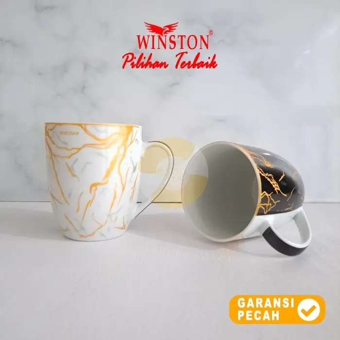 WINSTON 1pcs 11oz Monochrome Mug Keramik | Mug Gagang | Gelas Minum 0