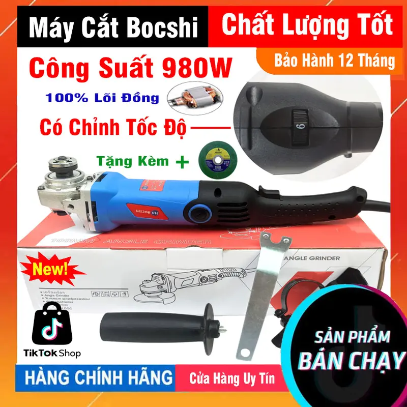 Máy mài chỉnh tốc độ Bocshi công suất 980w, máy mài góc điều tốc 6 cấp độ, máy mài đuôi dài sử dụng lưỡi 100m phổ thông máy  cắt máy  mài máy  cắt đá 0