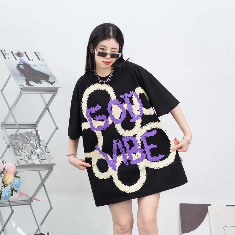 Áo thun GOD VIBE phong cách Unisex  Nam Nữ form rộng GTK10 Đen Cổ Tròn 2
