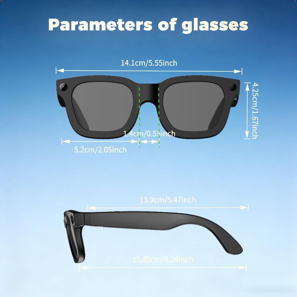 Electrochromic Touch AI Smart Glasses Photo Video Identification Recording Bluetooth Call Eyewear Music Multifunction Sunglasses