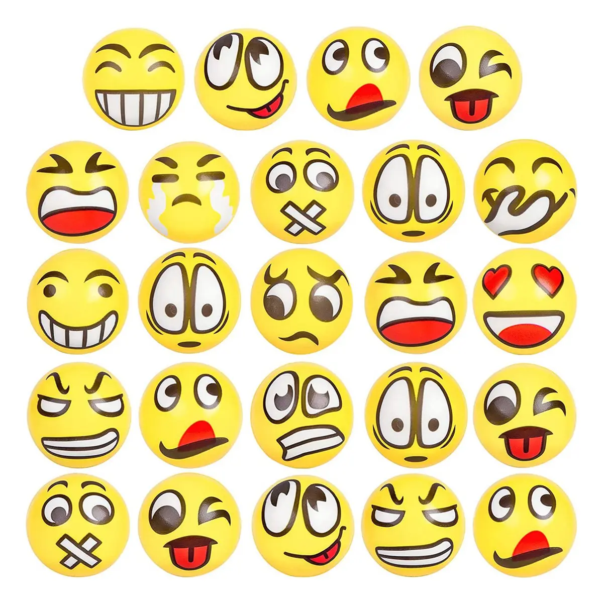 24Pcs Face Stress Balls,2.5 Inch Funny Face Squeeze Balls Foam Ball for Hand Wrist Finger Exercise Stress Relief Therapy