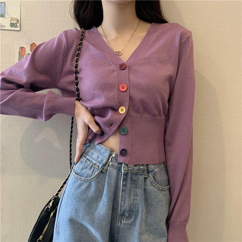 Product Introduction of Áo Thun Dài Tay Cho Nữ, Áo Ngắn Cạp Cao, Cổ Chữ V, Sang Trọng, Hàng Dệt Kim, Mùa Xuân Và Mùa Thu Top 4