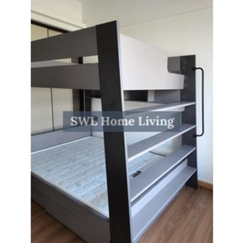 Lu Modern Double Decker Bunk Bed For Kids Adults Queen Bunk Bed With Drawer Mattress Set High Quality Wood Structure 5